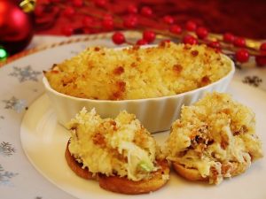 Jumbo Lump Crab Au Gratin in a White Ramekin